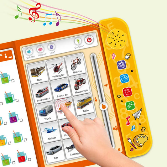 Kids' English Learning Intelligence Touch Book, Early Education Knowledge with Sound Function, Reusable Pen, Birthdays Gift