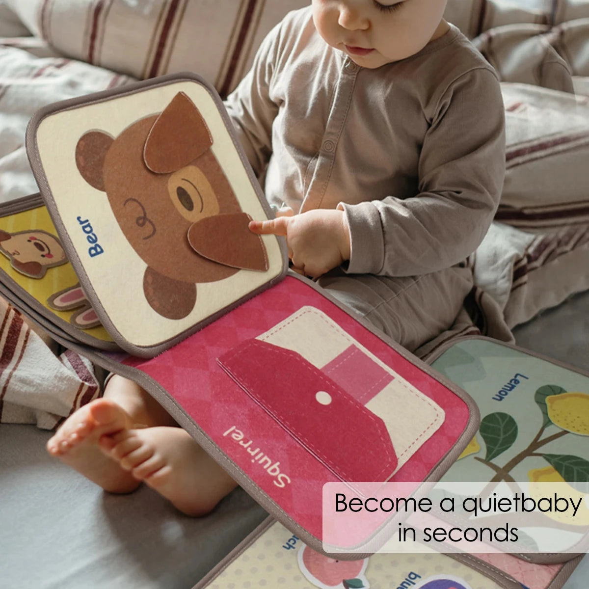 1pcs Montessori Busy Book Baby Early Education Book,Puzzle Toy, Animal Cognitive Fabric Book, Repeated Paste Book & Sensory toys