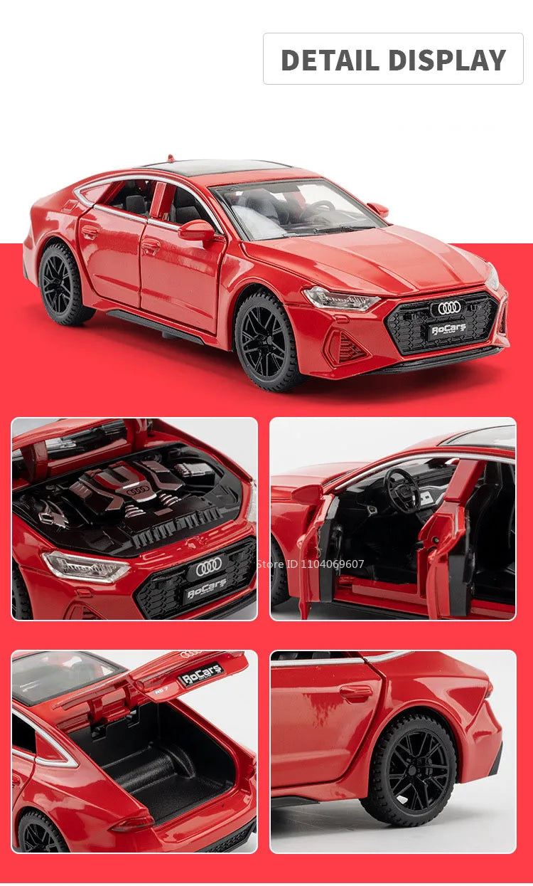 RS7 Sportback Alloy Diecast Model Car – 6 Doors Open, Sound & Light, Pull-Back Function