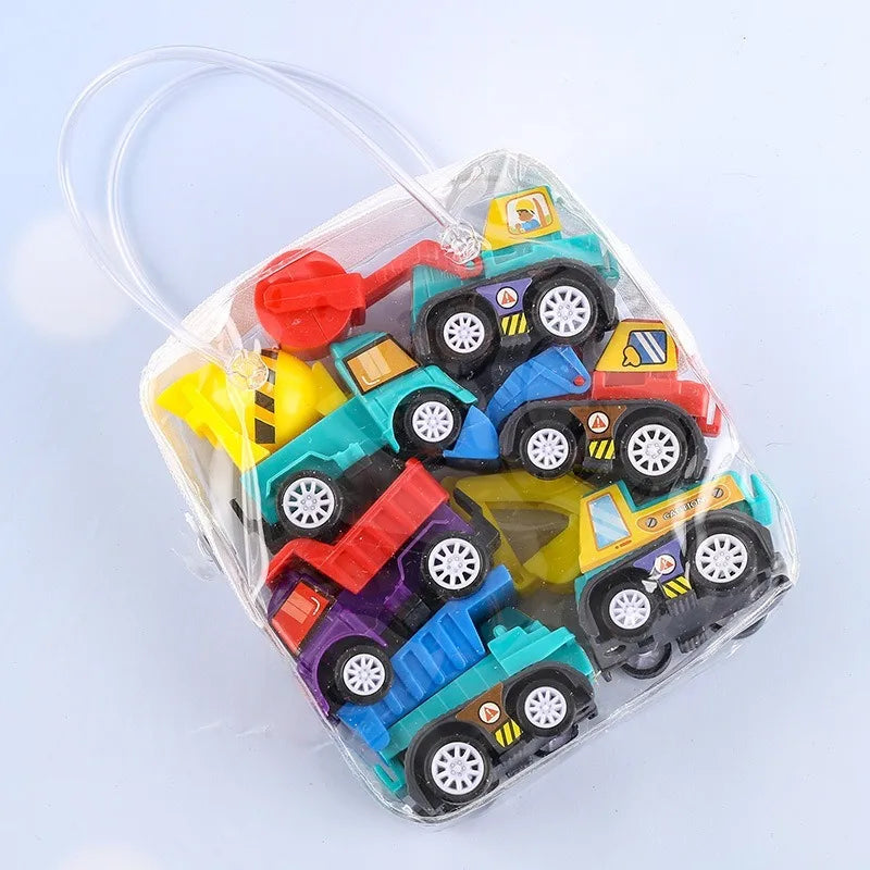 6-piece Bagged Engineering Vehicle Mini Inertia Regenerative Vehicle Set Children's Cartoon Toys