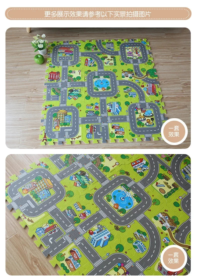 9pcs/lot Baby Play Mat Children Rug Soft Floor Toys Road Traffic Soft Floor Home Decor EVA Kids Foam Puzzles Kids Carpet Playmat