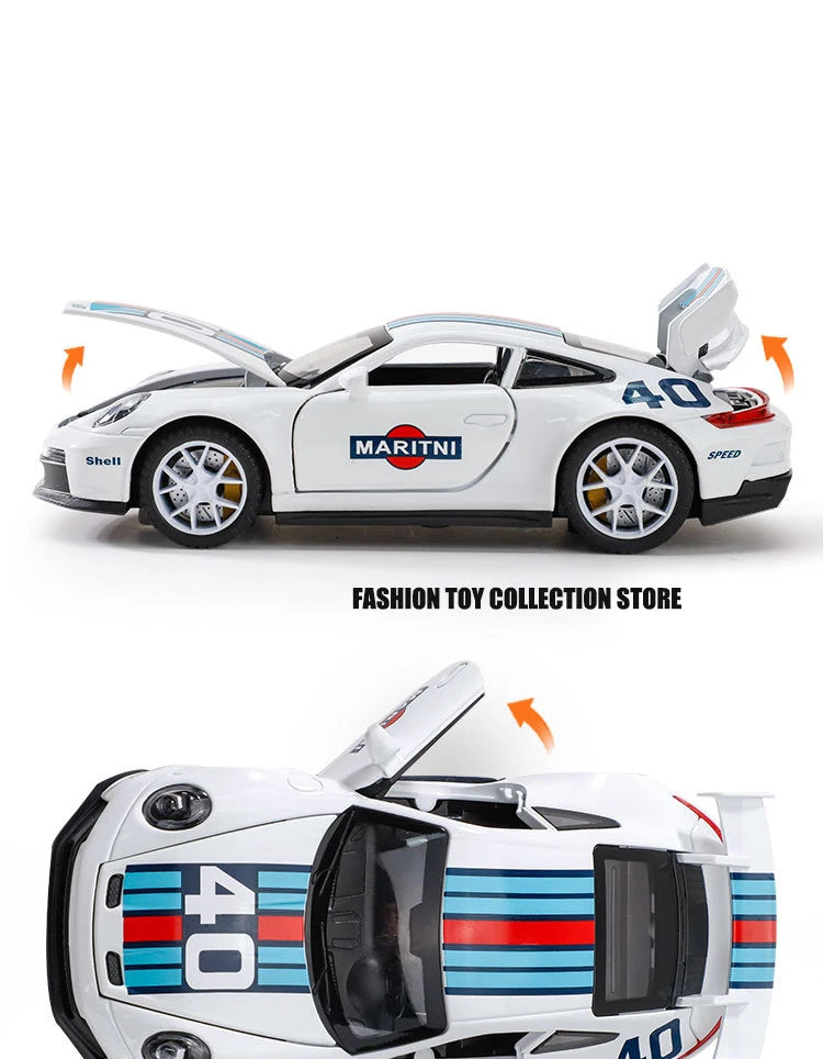 1: 32 Porsche 911 GT3 Sport Alloy Diecast Model Car – Sound, Light & Pull-Back Function