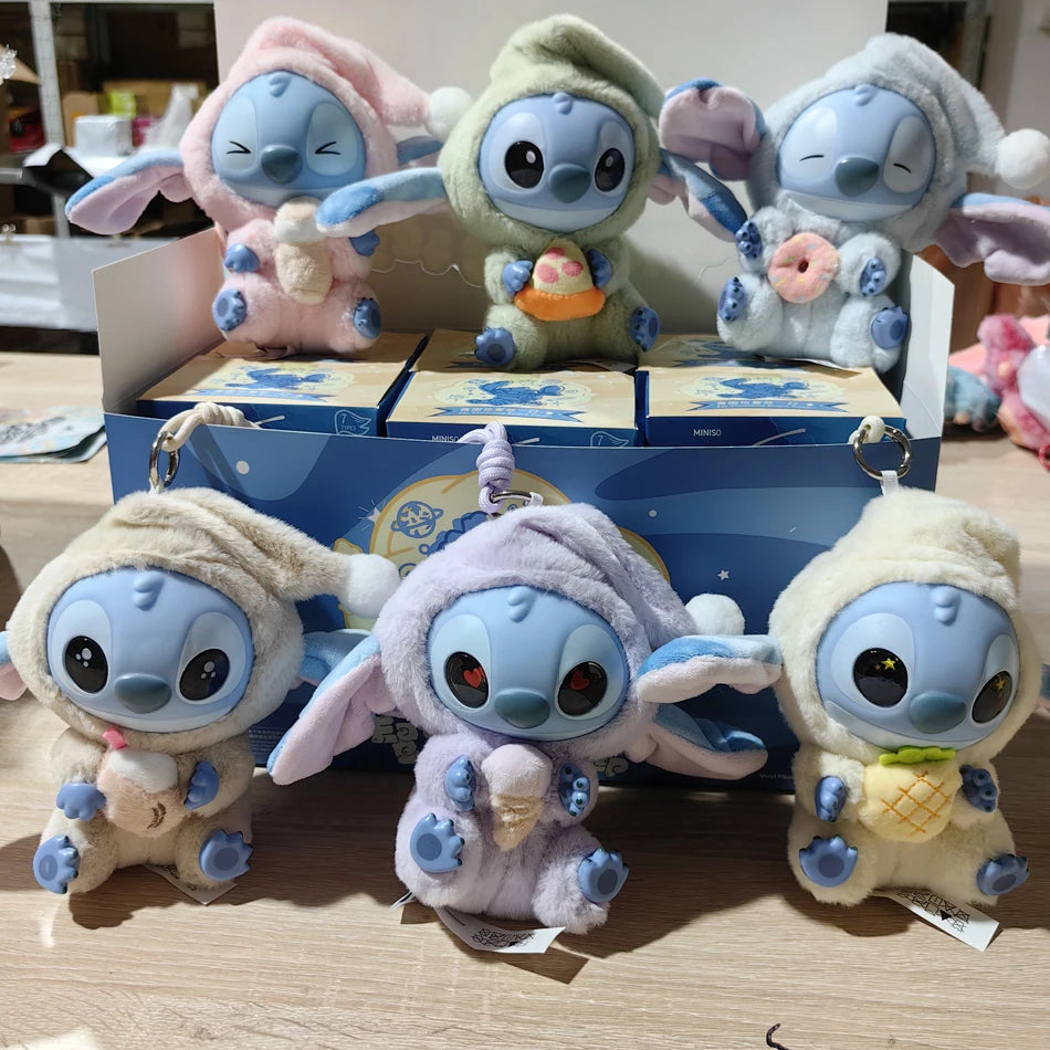 Nwe Miniso Disney Stitch Eat Some Thing Before Sleep Series Vinyl Blind Box Bag Pendant Cute Doll Mystery Box Toys Adult Gifts