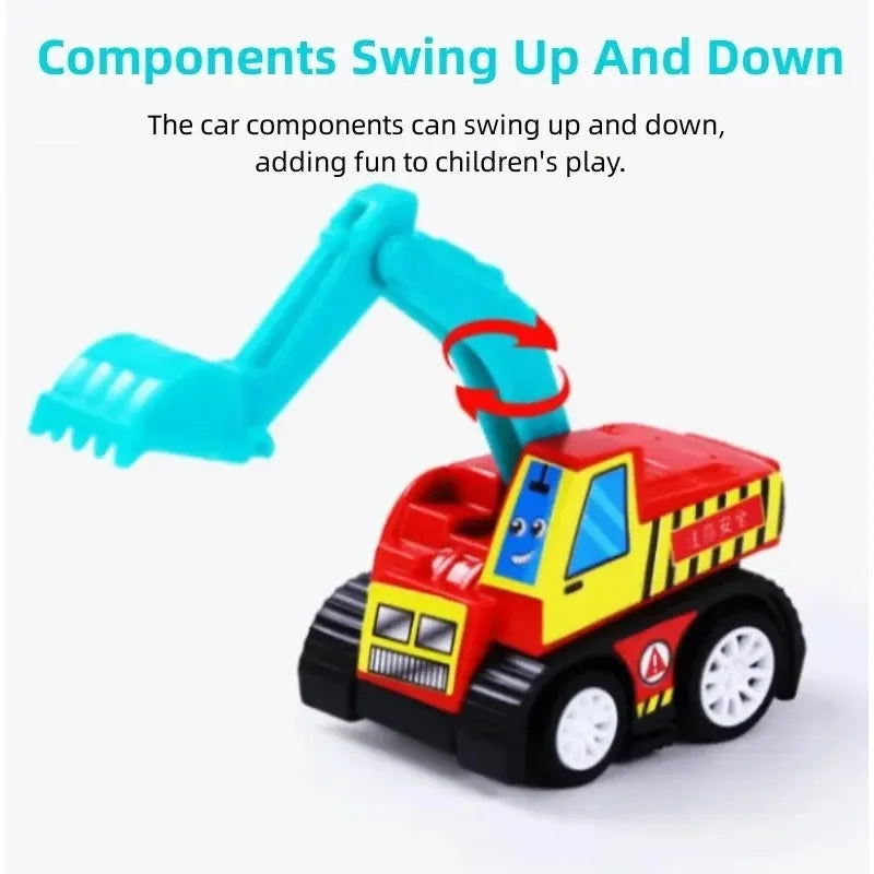 6-piece Bagged Engineering Vehicle Mini Inertia Regenerative Vehicle Set Children's Cartoon Toys