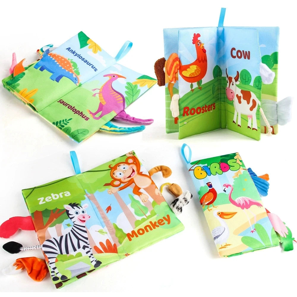 Hot Sale 0-36Month Baby Early Learning Educate Toy Tail Cloth Book Parent-child Interactive Sound Paper Puzzle Cloth Book Rattle