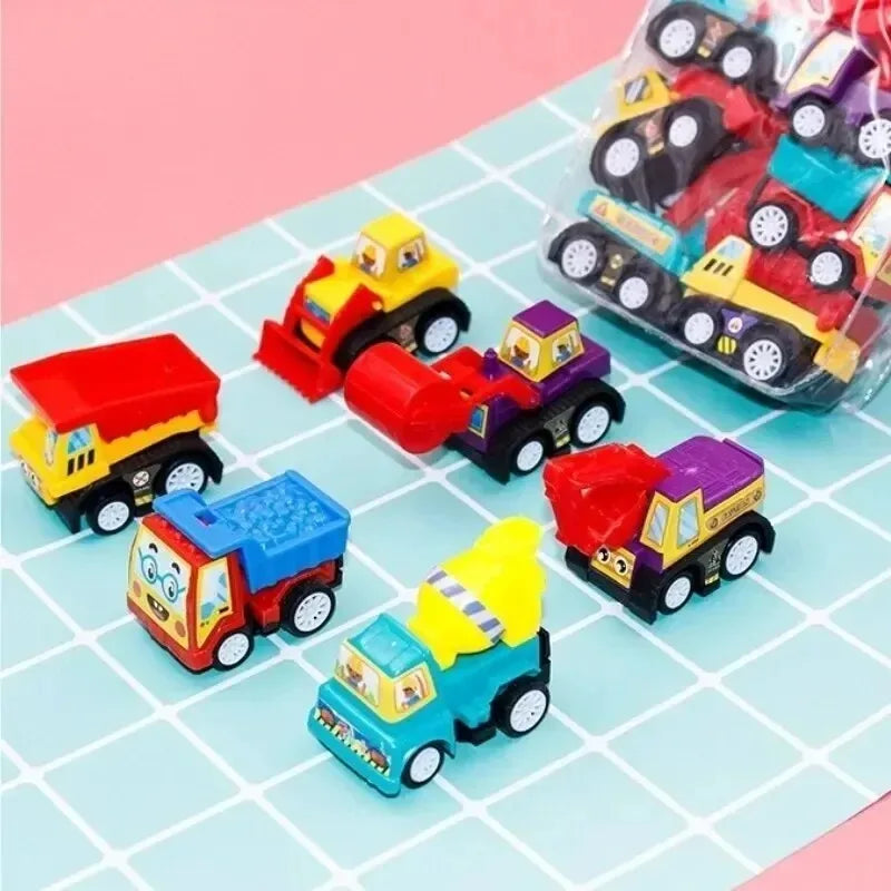 6-piece Bagged Engineering Vehicle Mini Inertia Regenerative Vehicle Set Children's Cartoon Toys