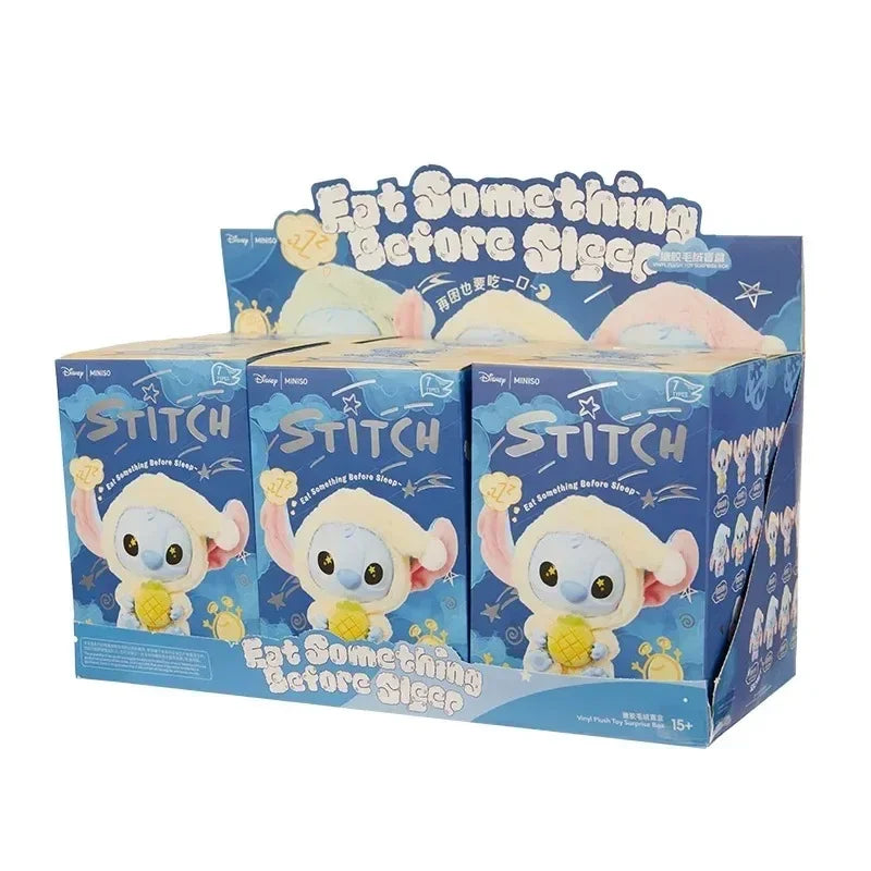 Nwe Miniso Disney Stitch Eat Some Thing Before Sleep Series Vinyl Blind Box Bag Pendant Cute Doll Mystery Box Toys Adult Gifts