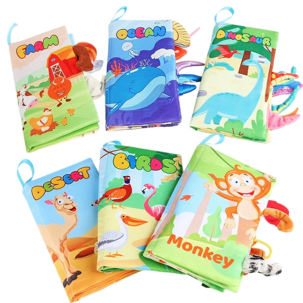 Hot Sale 0-36Month Baby Early Learning Educate Toy Tail Cloth Book Parent-child Interactive Sound Paper Puzzle Cloth Book Rattle