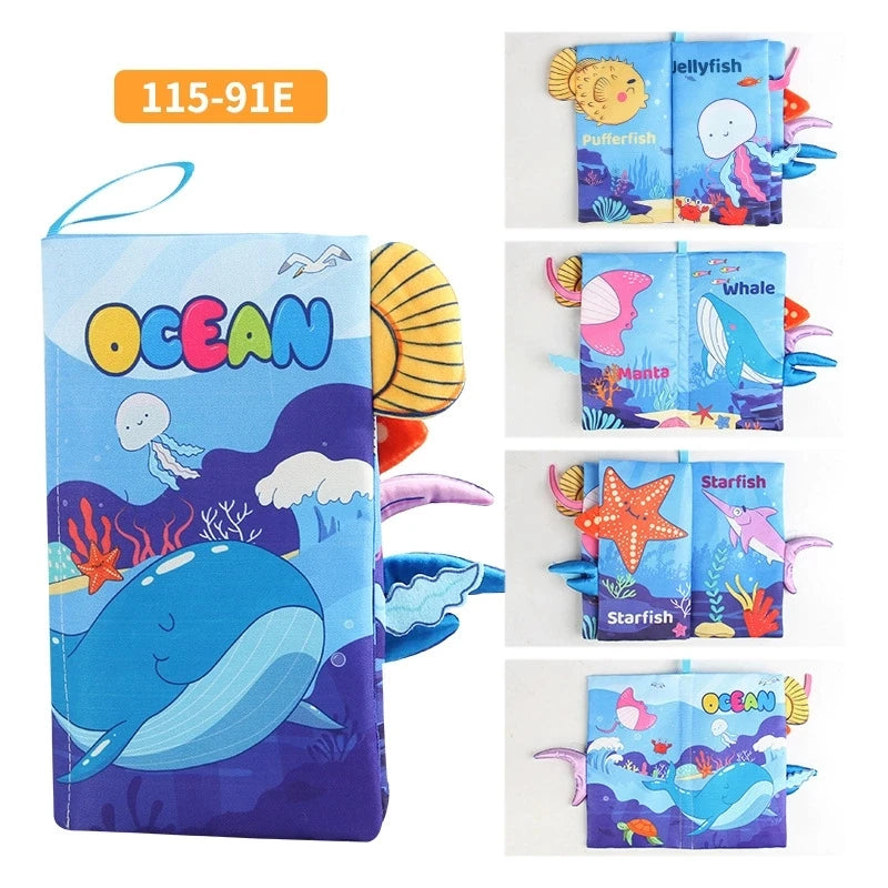 Hot Sale 0-36Month Baby Early Learning Educate Toy Tail Cloth Book Parent-child Interactive Sound Paper Puzzle Cloth Book Rattle