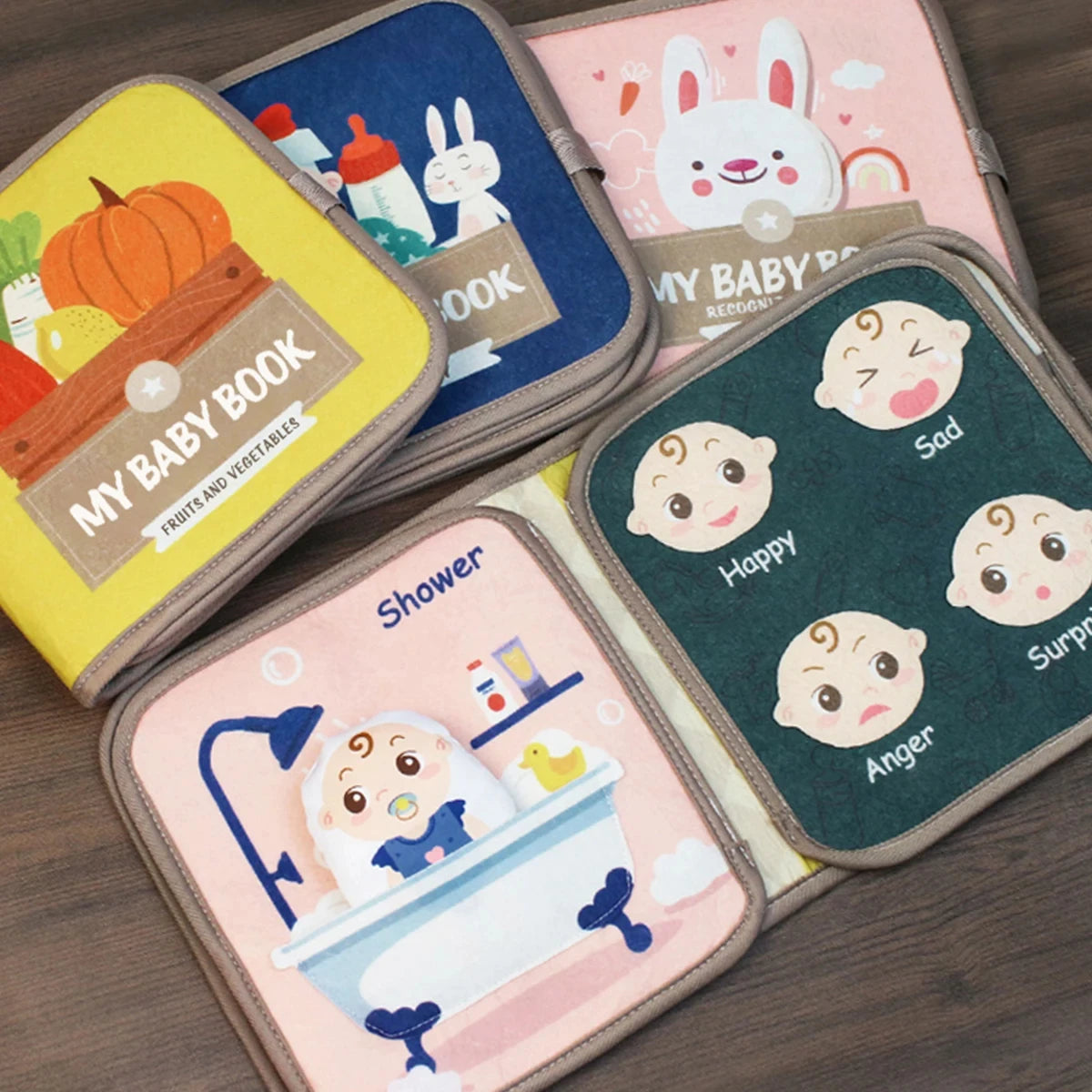 1pcs Montessori Busy Book Baby Early Education Book,Puzzle Toy, Animal Cognitive Fabric Book, Repeated Paste Book & Sensory toys