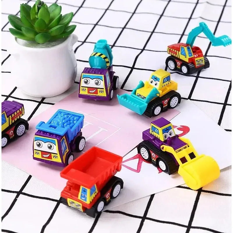 6-piece Bagged Engineering Vehicle Mini Inertia Regenerative Vehicle Set Children's Cartoon Toys