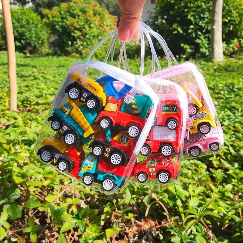 6-piece Bagged Engineering Vehicle Mini Inertia Regenerative Vehicle Set Children's Cartoon Toys