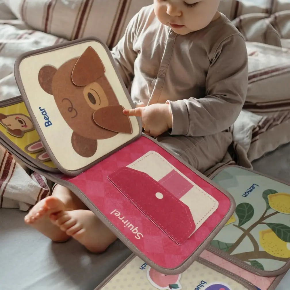 Montessori Felt 3D Cloth Busy Book Sensory Toys Fabric Picture Soft Book Learning Activities for Fine Motor Skills Quiet Books