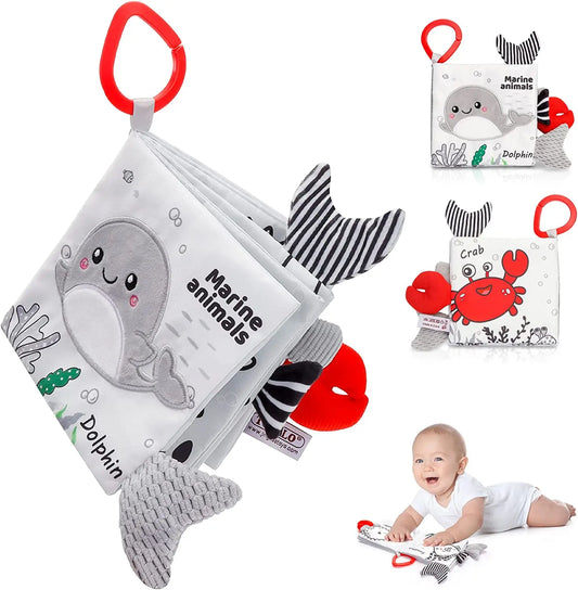 3D Touch Feel High Contrast Cloth Sensory Book Baby Toys 0 6 12 Months Early Learning Stroller Toys for Infants Toddler Gifts