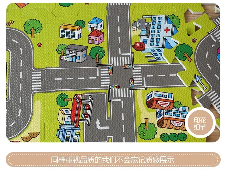 9pcs/lot Baby Play Mat Children Rug Soft Floor Toys Road Traffic Soft Floor Home Decor EVA Kids Foam Puzzles Kids Carpet Playmat