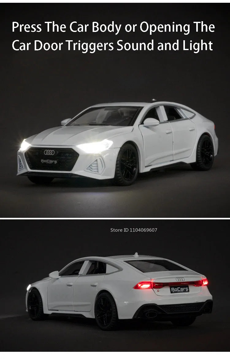 RS7 Sportback Alloy Diecast Model Car – 6 Doors Open, Sound & Light, Pull-Back Function