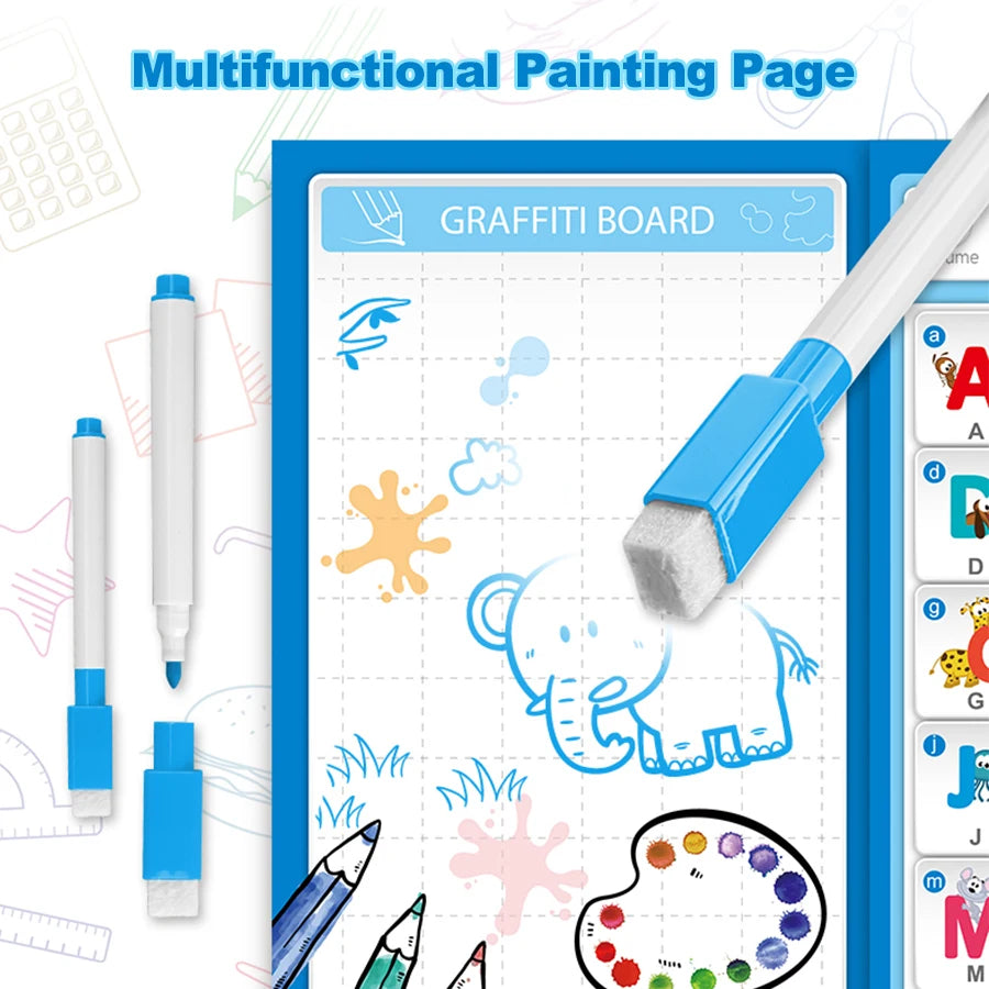 Kids' English Learning Intelligence Touch Book, Early Education Knowledge with Sound Function, Reusable Pen, Birthdays Gift