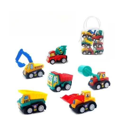 6-piece Bagged Engineering Vehicle Mini Inertia Regenerative Vehicle Set Children's Cartoon Toys