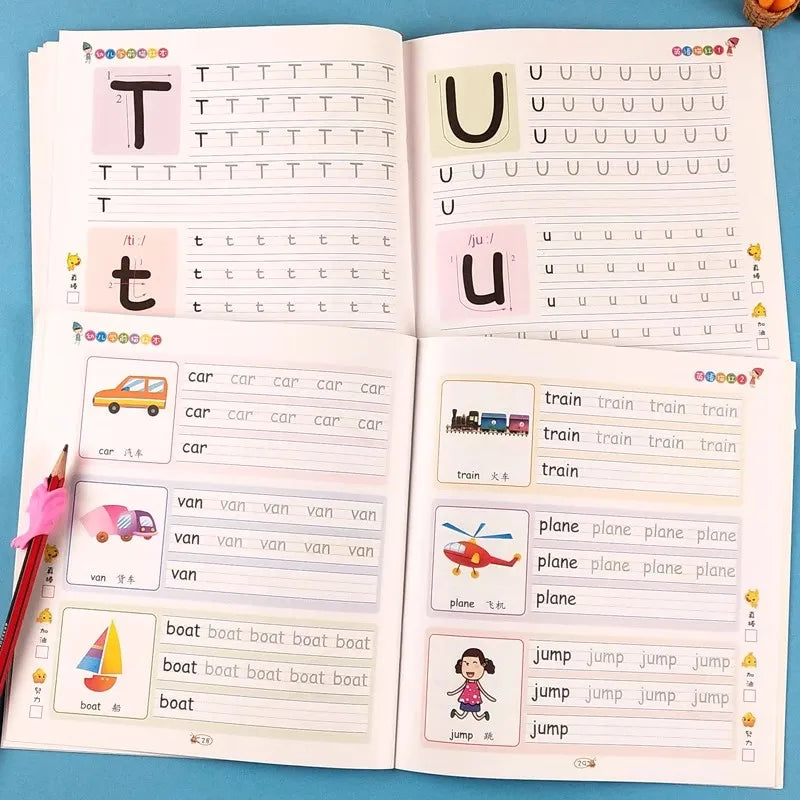 2 Books/set English Tracing Books - ABC Writing Practice Workbooks - Handwriting Exercises - Learn to Write Alphabet