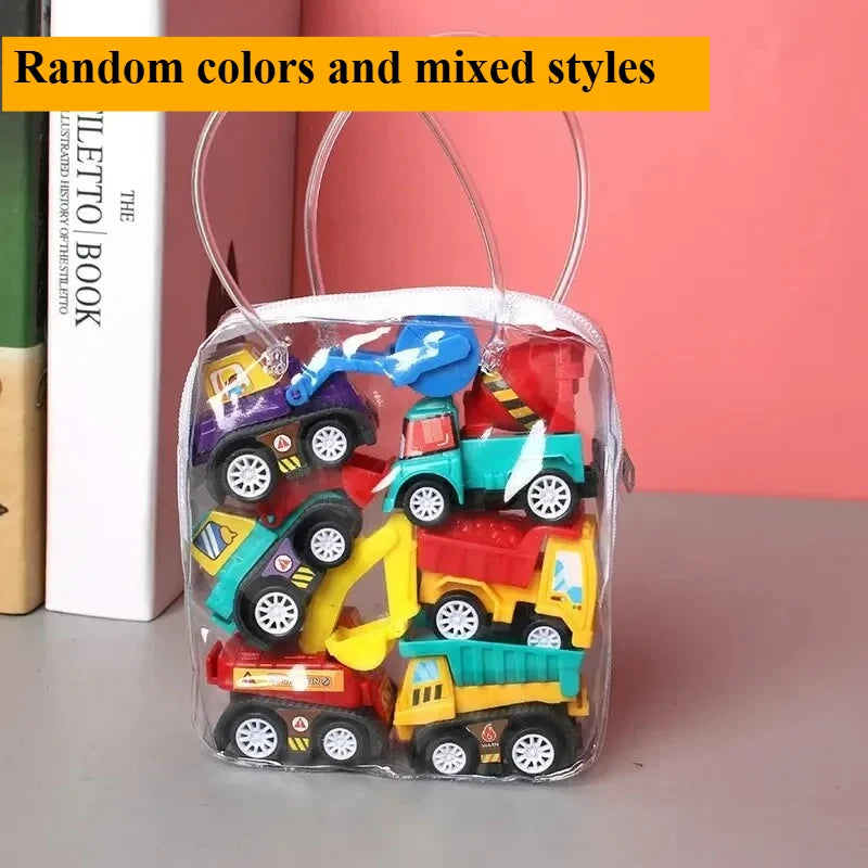 6-piece Bagged Engineering Vehicle Mini Inertia Regenerative Vehicle Set Children's Cartoon Toys