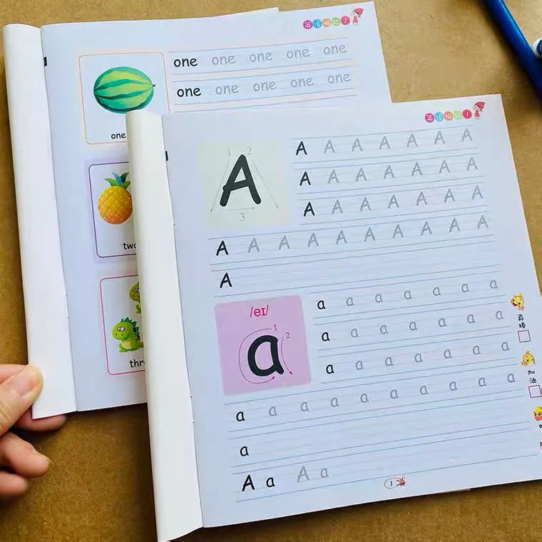 2 Books/set English Tracing Books - ABC Writing Practice Workbooks - Handwriting Exercises - Learn to Write Alphabet