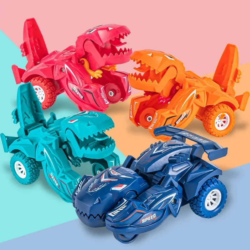 2-in-1 Dinosaur Deformation Car – One-Step Collision Transformation Mini Vehicle Toy
