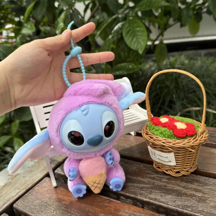 Disney Stitch Plush Keychain Anime Lilo and Stitch Bag Pendant Foodie Series Stuffed Animals Plush Doll Toys Birthday Girl Gifts