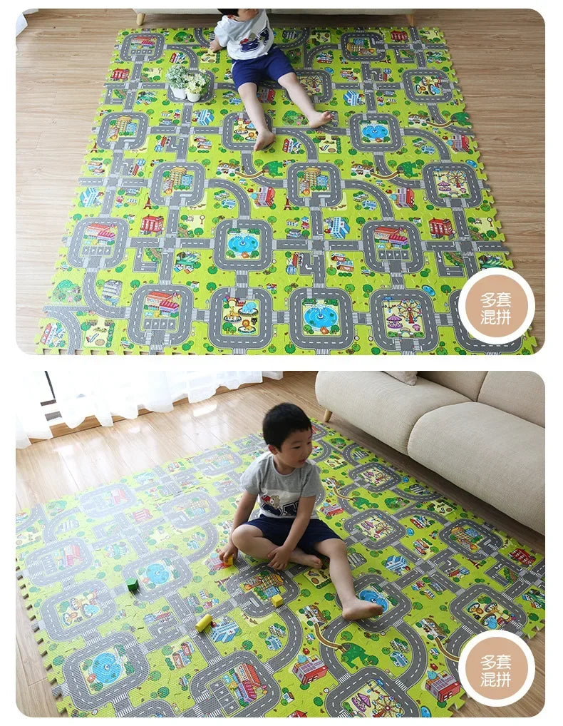 9pcs/lot Baby Play Mat Children Rug Soft Floor Toys Road Traffic Soft Floor Home Decor EVA Kids Foam Puzzles Kids Carpet Playmat