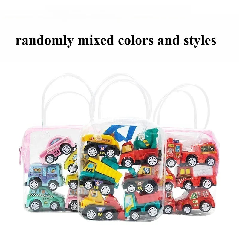 6-piece Bagged Engineering Vehicle Mini Inertia Regenerative Vehicle Set Children's Cartoon Toys