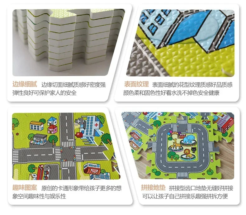 9pcs/lot Baby Play Mat Children Rug Soft Floor Toys Road Traffic Soft Floor Home Decor EVA Kids Foam Puzzles Kids Carpet Playmat