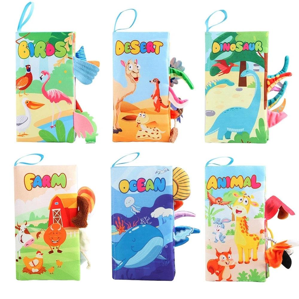 Hot Sale 0-36Month Baby Early Learning Educate Toy Tail Cloth Book Parent-child Interactive Sound Paper Puzzle Cloth Book Rattle
