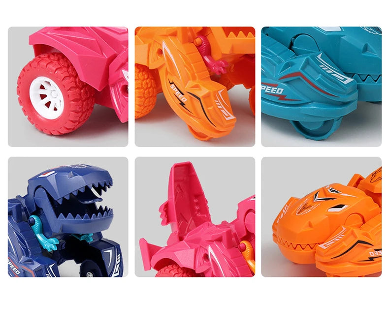 2-in-1 Dinosaur Deformation Car – One-Step Collision Transformation Mini Vehicle Toy