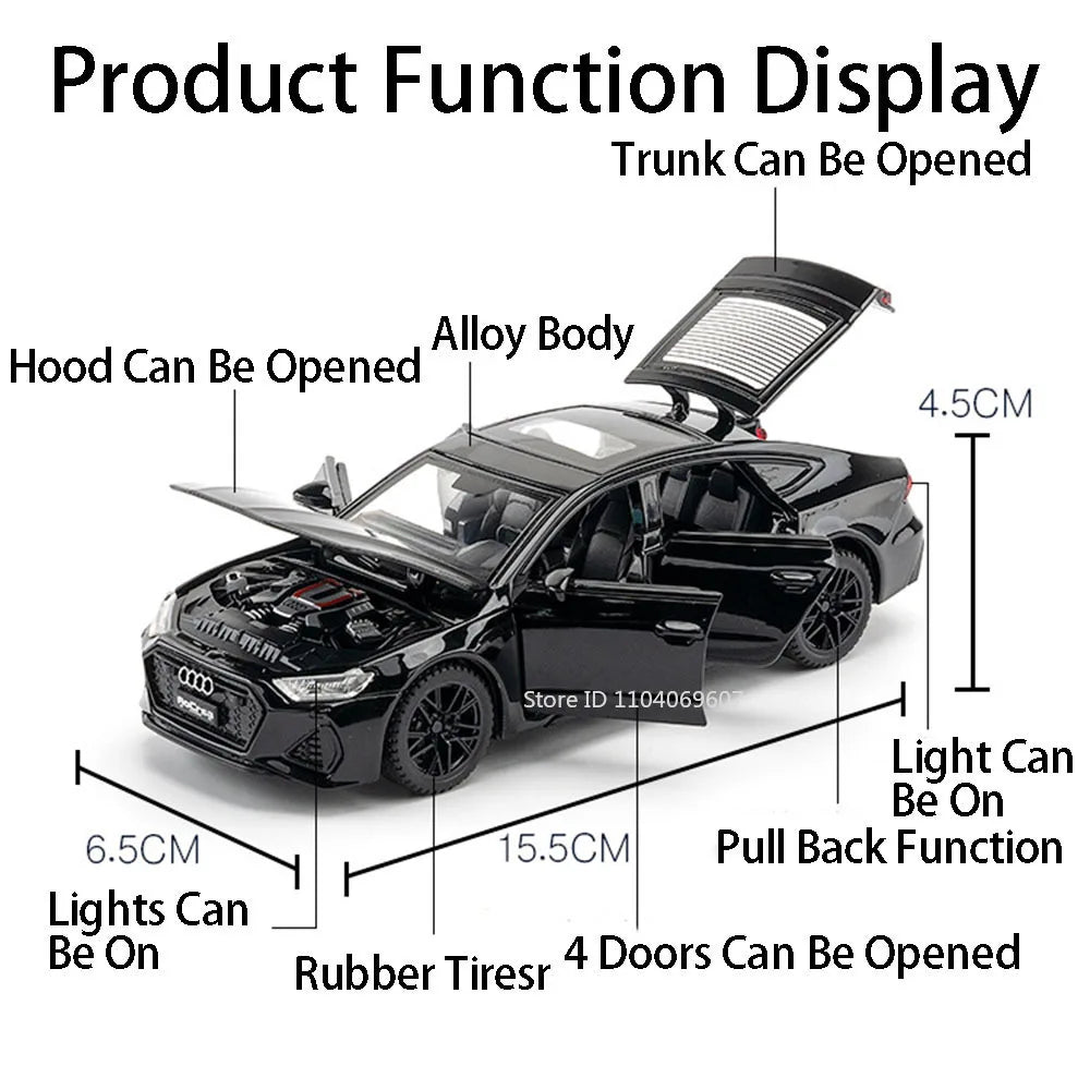 RS7 Sportback Alloy Diecast Model Car – 6 Doors Open, Sound & Light, Pull-Back Function
