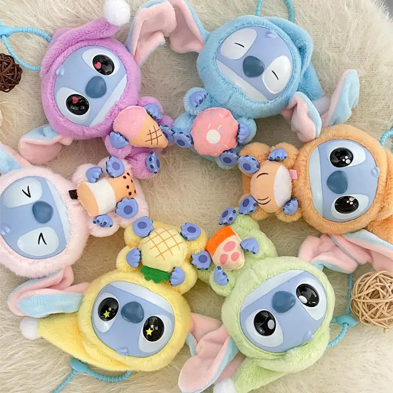 Disney Stitch Plush Keychain Anime Lilo and Stitch Bag Pendant Foodie Series Stuffed Animals Plush Doll Toys Birthday Girl Gifts