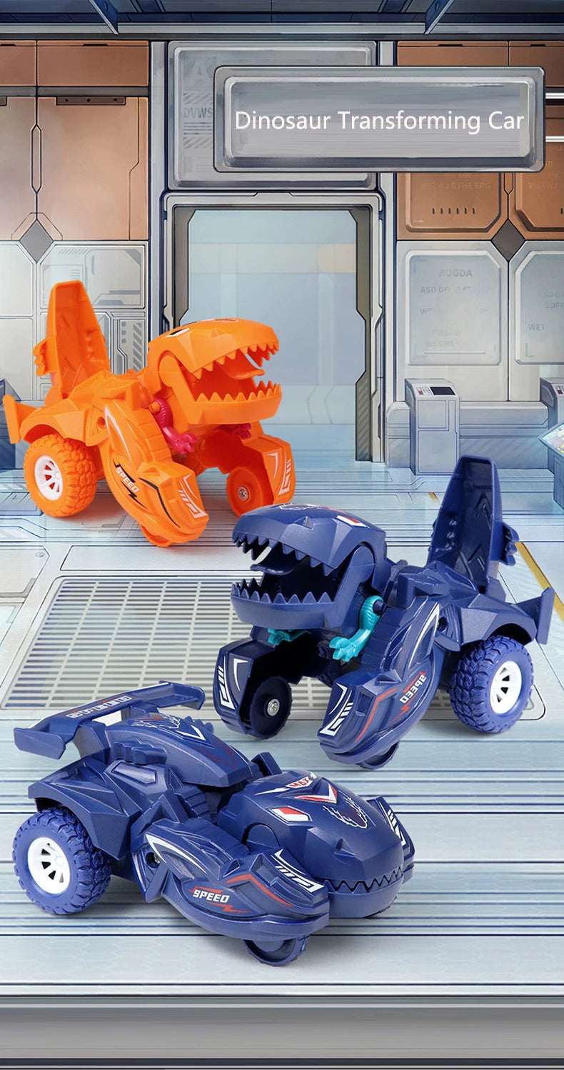 2-in-1 Dinosaur Deformation Car – One-Step Collision Transformation Mini Vehicle Toy