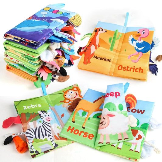 Hot Sale 0-36Month Baby Early Learning Educate Toy Tail Cloth Book Parent-child Interactive Sound Paper Puzzle Cloth Book Rattle