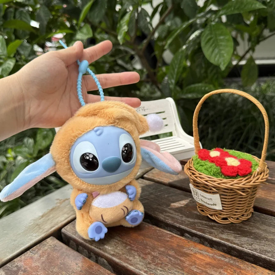Disney Stitch Plush Keychain Anime Lilo and Stitch Bag Pendant Foodie Series Stuffed Animals Plush Doll Toys Birthday Girl Gifts