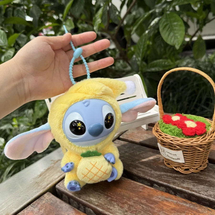 Disney Stitch Plush Keychain Anime Lilo and Stitch Bag Pendant Foodie Series Stuffed Animals Plush Doll Toys Birthday Girl Gifts
