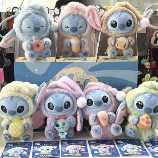 kawaii Nwe Stitch Blind Box Bag Eat Some Thing Before Sleep Series Vinyl Pendant Cute Doll Mystery Box Fluffy Doll Surprise Gift