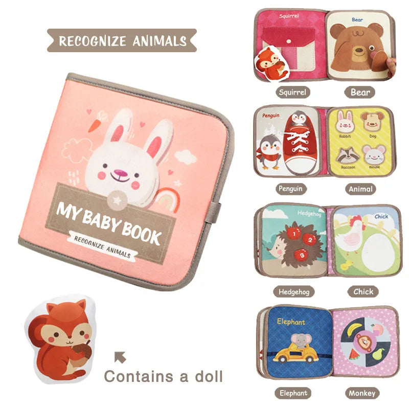 Montessori Felt 3D Cloth Busy Book Sensory Toys Fabric Picture Soft Book Learning Activities for Fine Motor Skills Quiet Books