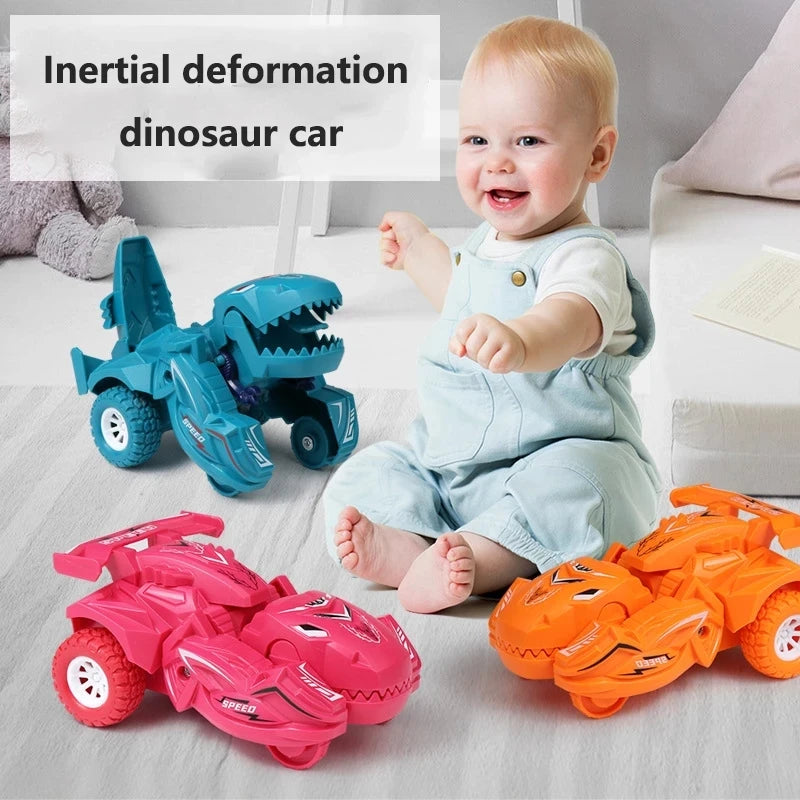 2-in-1 Dinosaur Deformation Car – One-Step Collision Transformation Mini Vehicle Toy