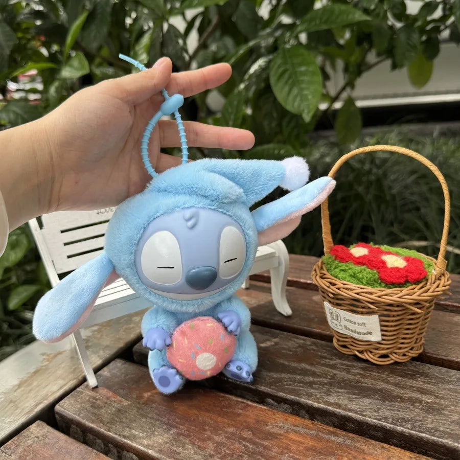 Disney Stitch Plush Keychain Anime Lilo and Stitch Bag Pendant Foodie Series Stuffed Animals Plush Doll Toys Birthday Girl Gifts
