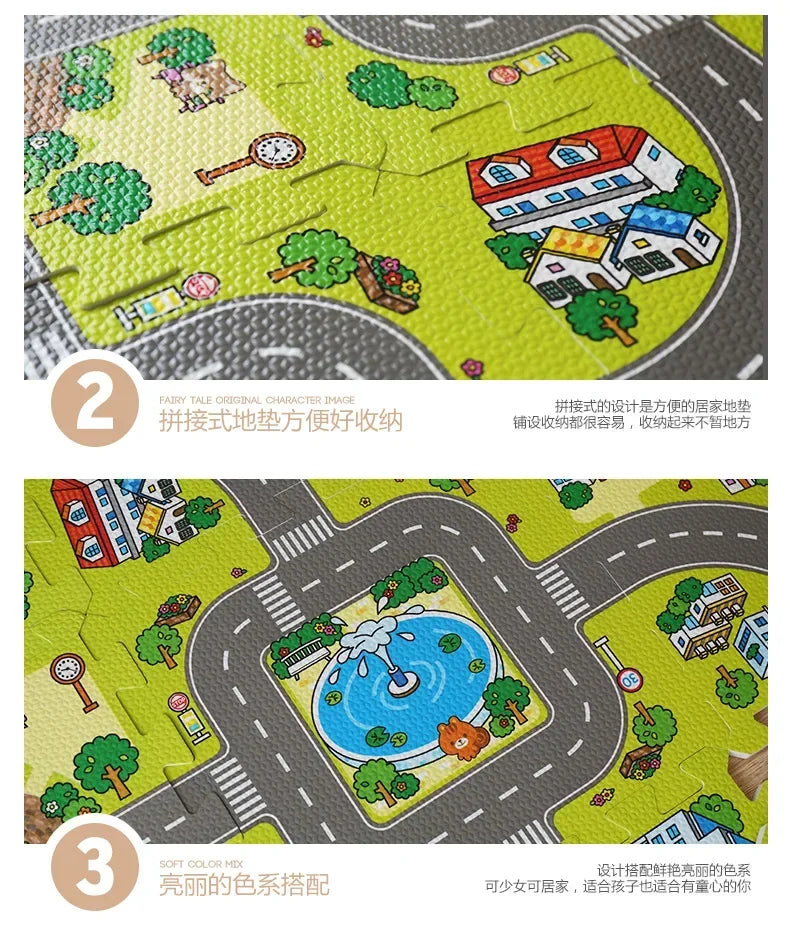 9pcs/lot Baby Play Mat Children Rug Soft Floor Toys Road Traffic Soft Floor Home Decor EVA Kids Foam Puzzles Kids Carpet Playmat