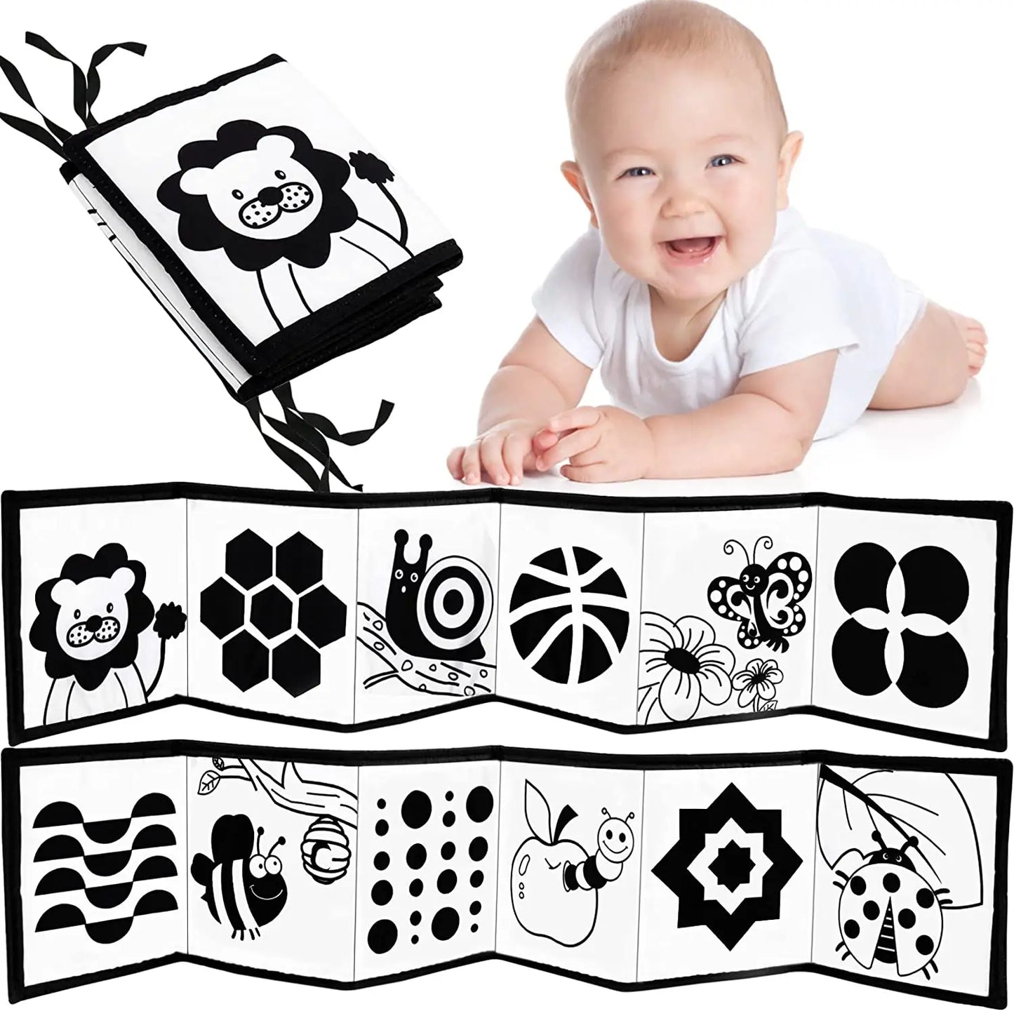 3D Touch Feel High Contrast Cloth Sensory Book Baby Toys 0 6 12 Months Early Learning Stroller Toys for Infants Toddler Gifts