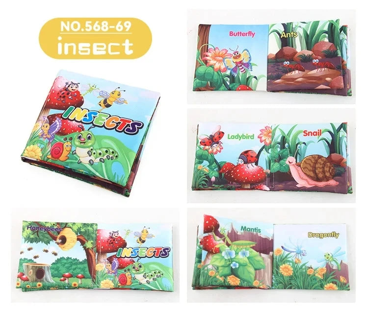 Tear-Resistant Sound-Making Palm-Shape Early Education Cognitive English Toy Book for Infants And Toddlers with Insect And Anima