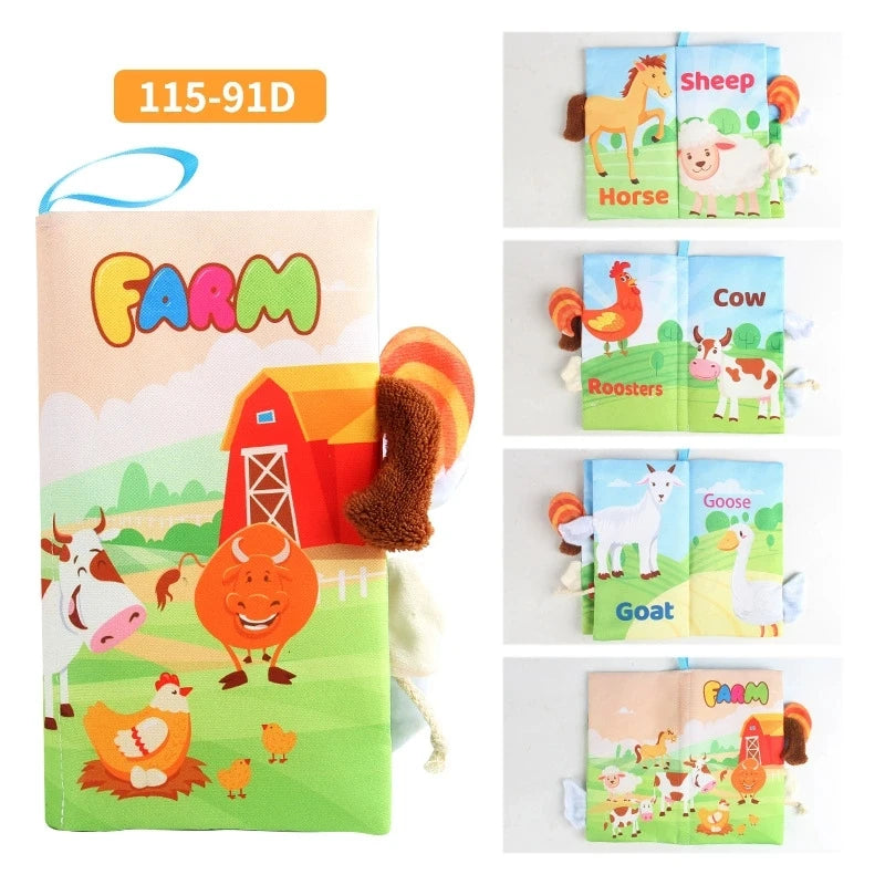 Hot Sale 0-36Month Baby Early Learning Educate Toy Tail Cloth Book Parent-child Interactive Sound Paper Puzzle Cloth Book Rattle