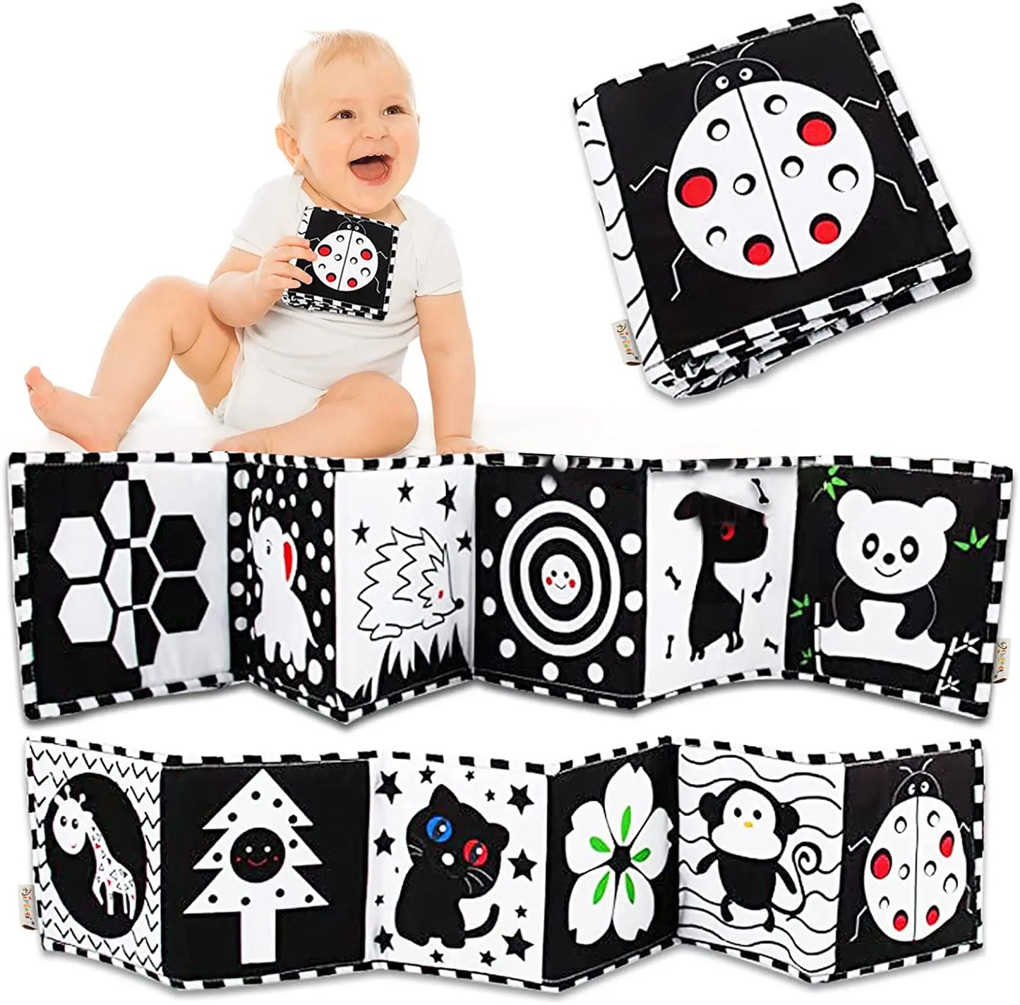 3D Touch Feel High Contrast Cloth Sensory Book Baby Toys 0 6 12 Months Early Learning Stroller Toys for Infants Toddler Gifts