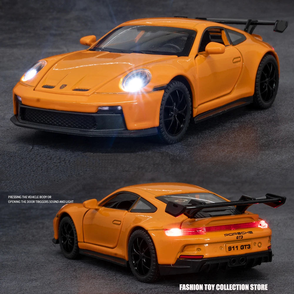 1: 32 Porsche 911 GT3 Sport Alloy Diecast Model Car – Sound, Light &amp; Pull-Back Function