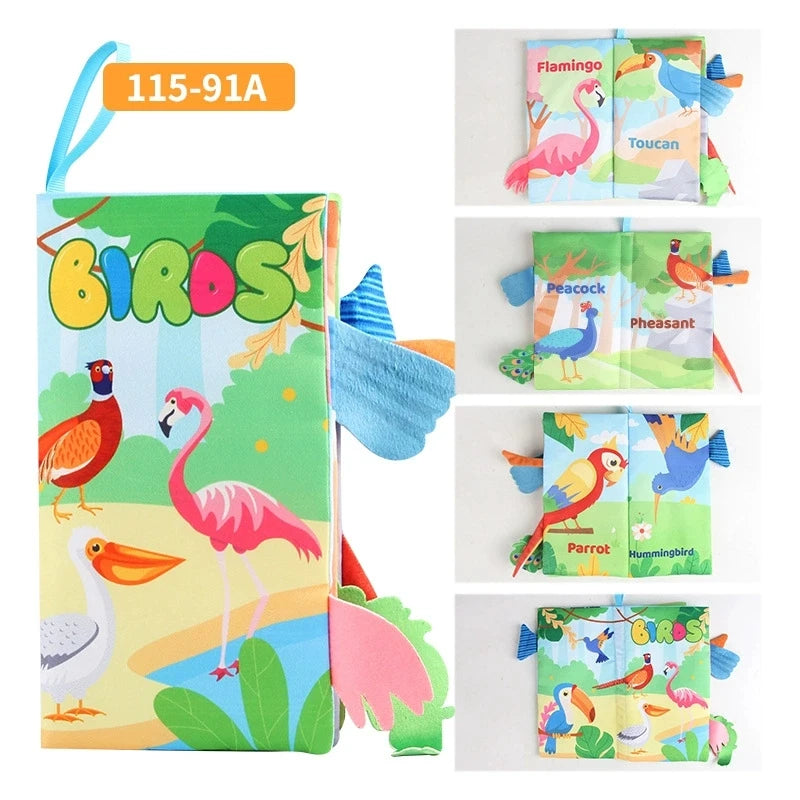 Hot Sale 0-36Month Baby Early Learning Educate Toy Tail Cloth Book Parent-child Interactive Sound Paper Puzzle Cloth Book Rattle