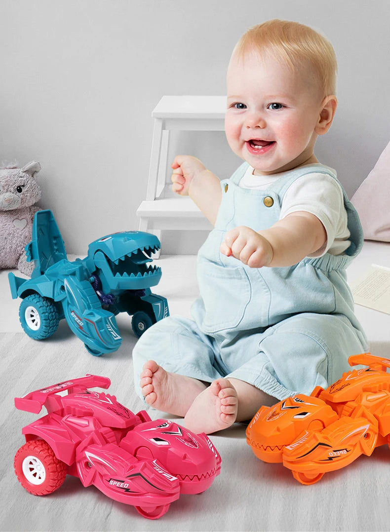 2-in-1 Dinosaur Deformation Car – One-Step Collision Transformation Mini Vehicle Toy